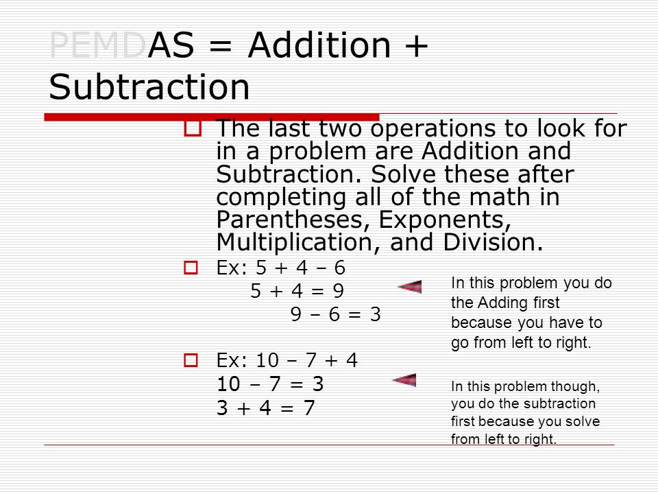 Parenthesis exponents multiplication division addition and subtraction essay